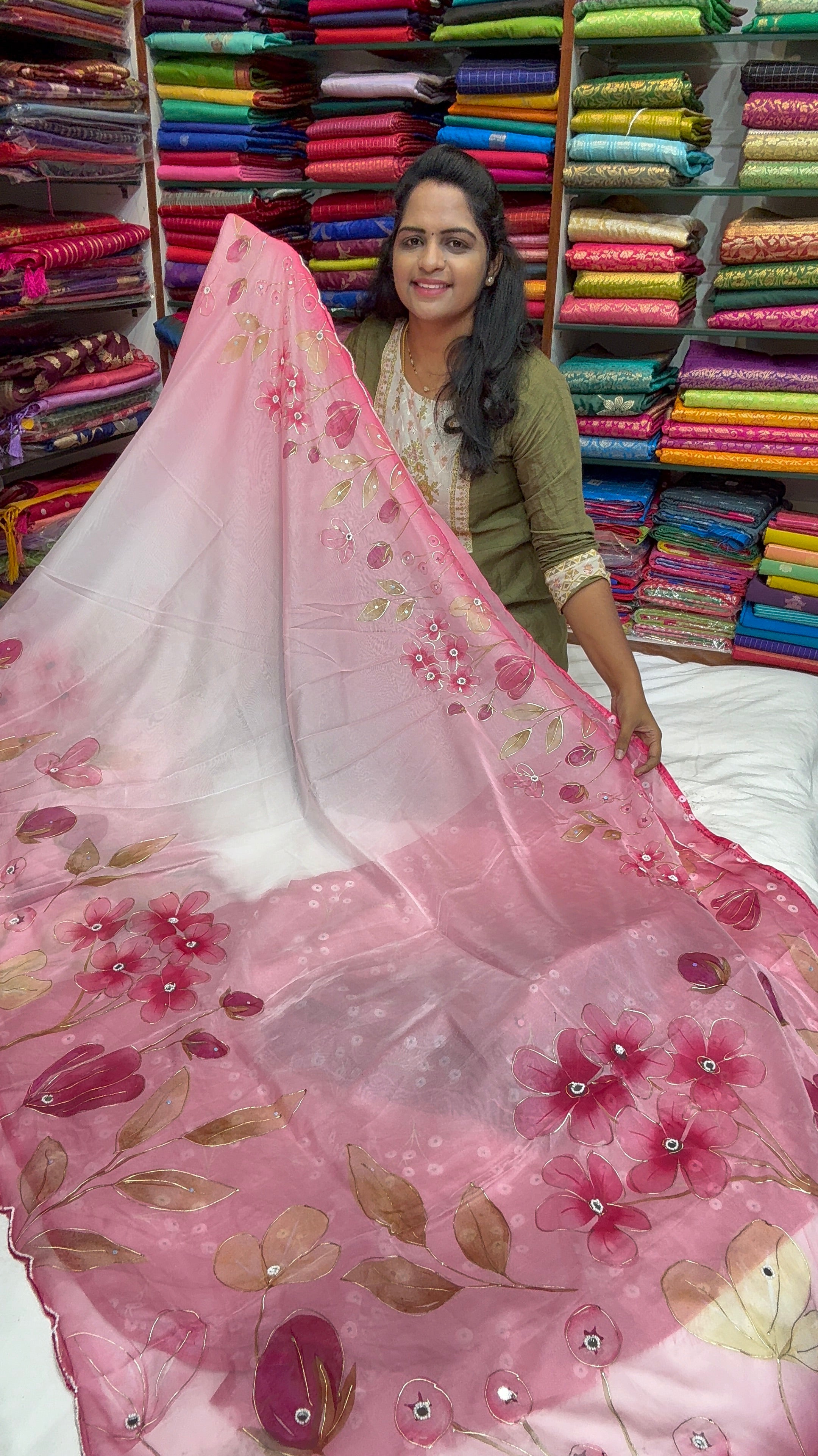 HAND PAINTED SAREE-U1650