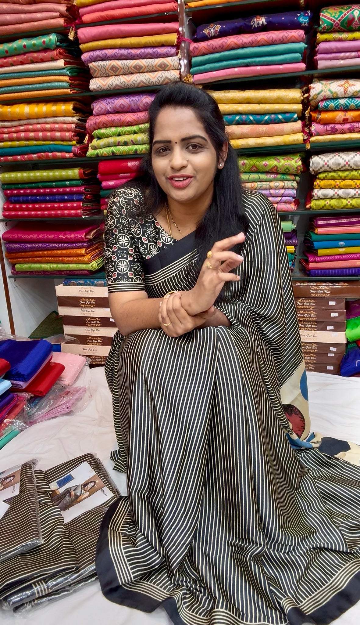 AJRAK SATIN Saree :AJ850