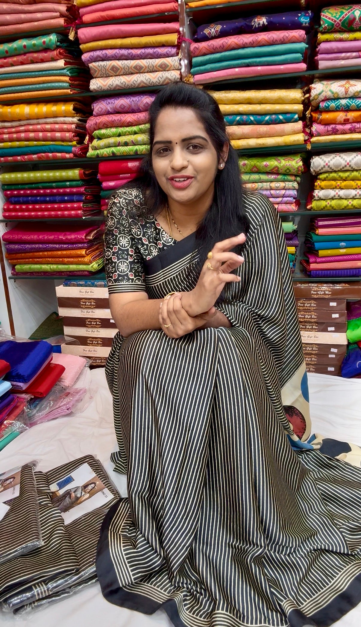 AJRAK SATIN Saree :AJ850