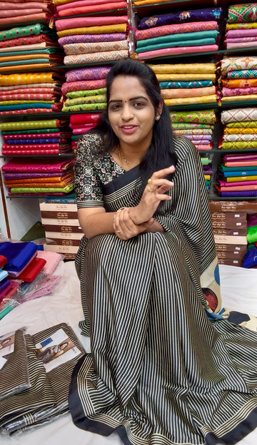 AJRAK SATIN Saree :AJ850