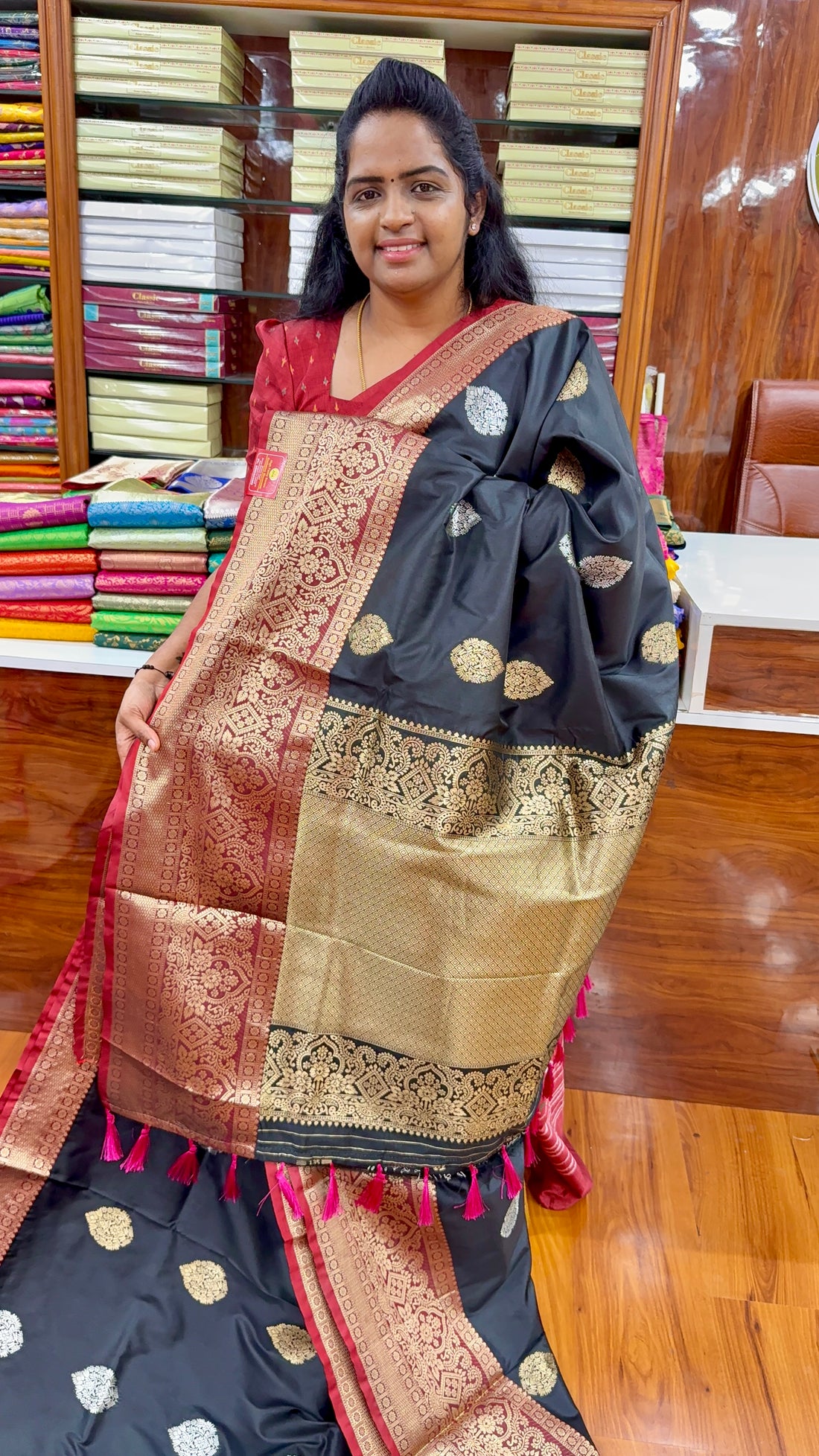 Kanjivaram semi kanchi pattu - Black