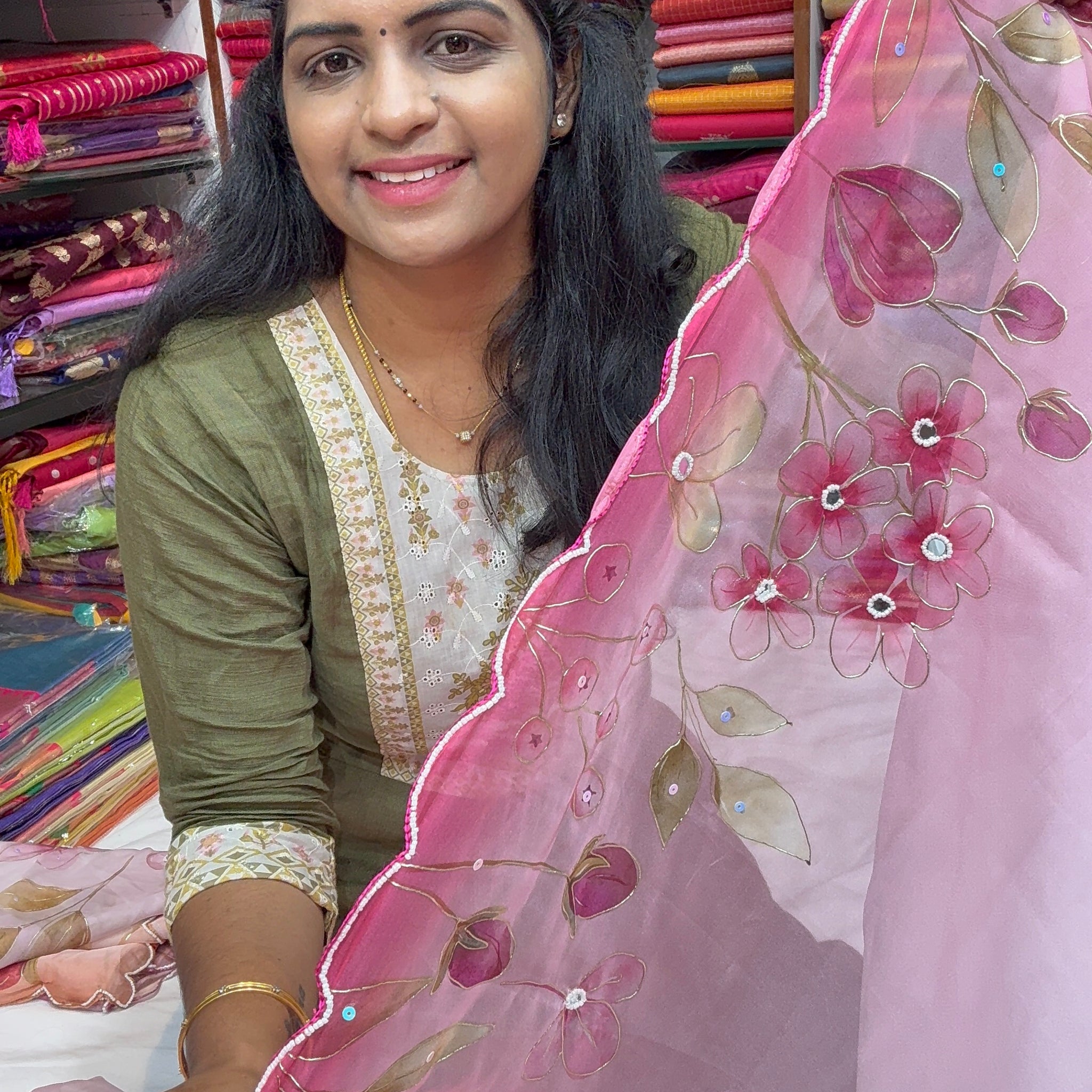 HAND PAINTED SAREE-U1650