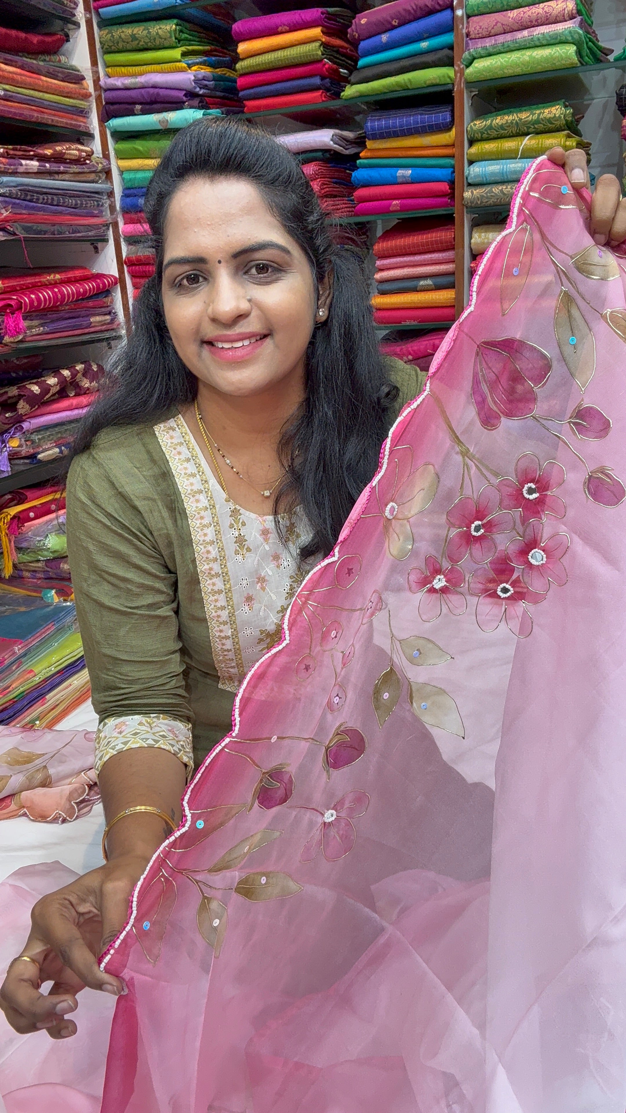 HAND PAINTED SAREE-U1650