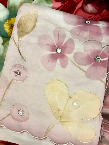 HAND PAINTED SAREE-U1650