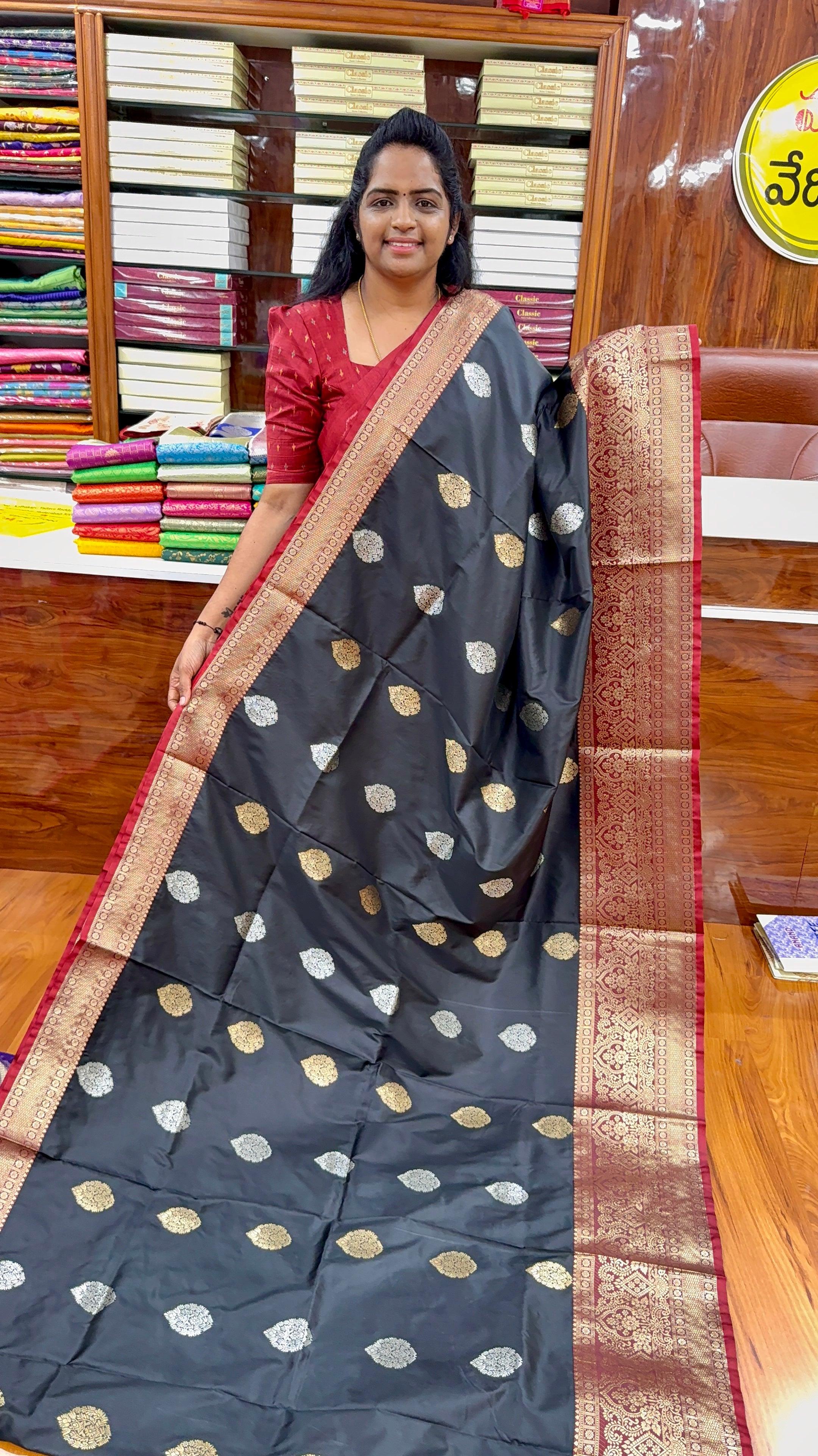Kanjivaram semi kanchi pattu - Black