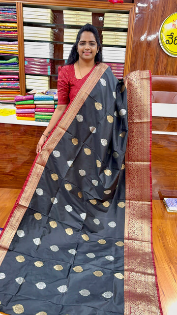 Kanjivaram semi kanchi pattu - Black