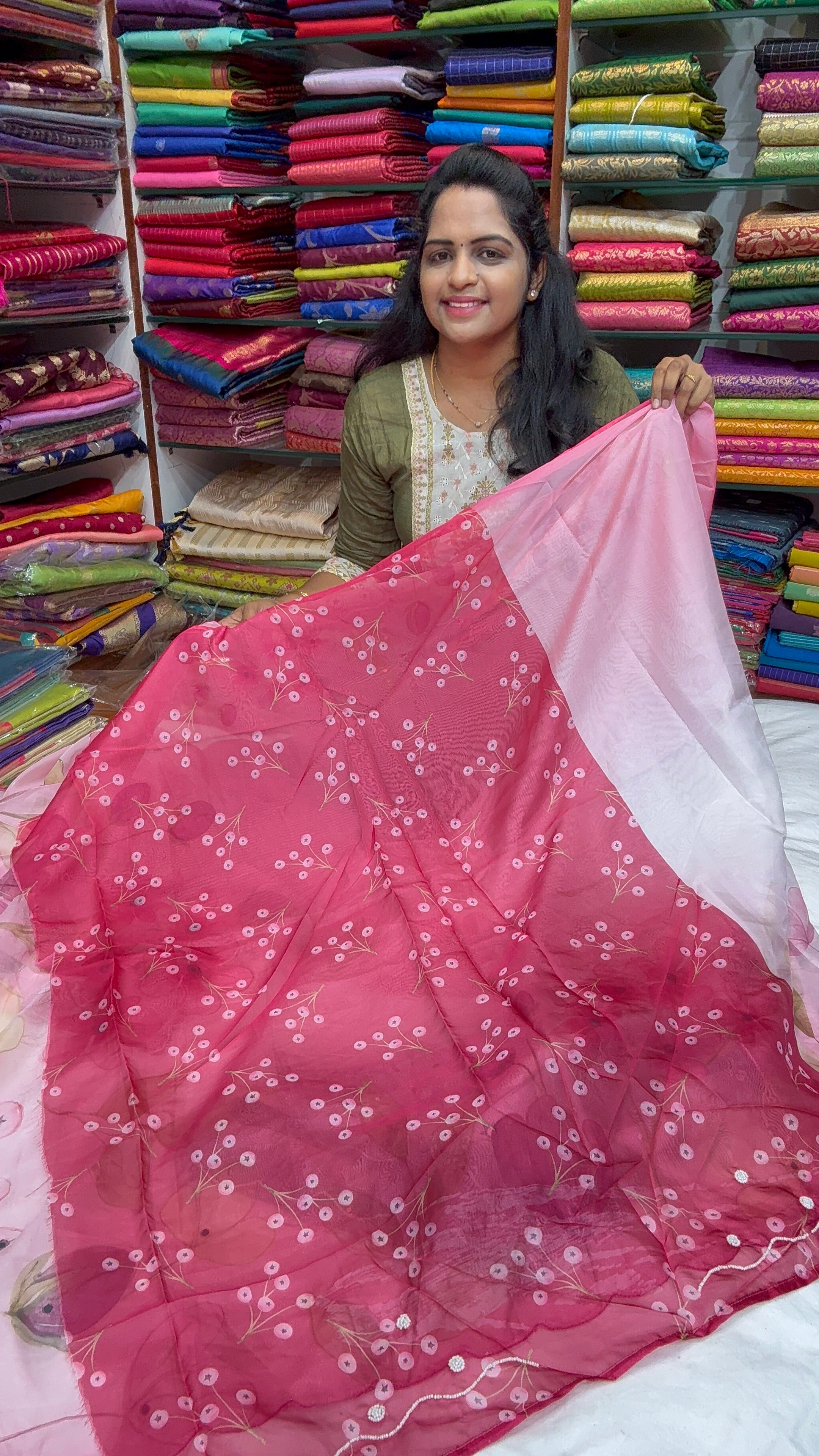 HAND PAINTED SAREE-U1650